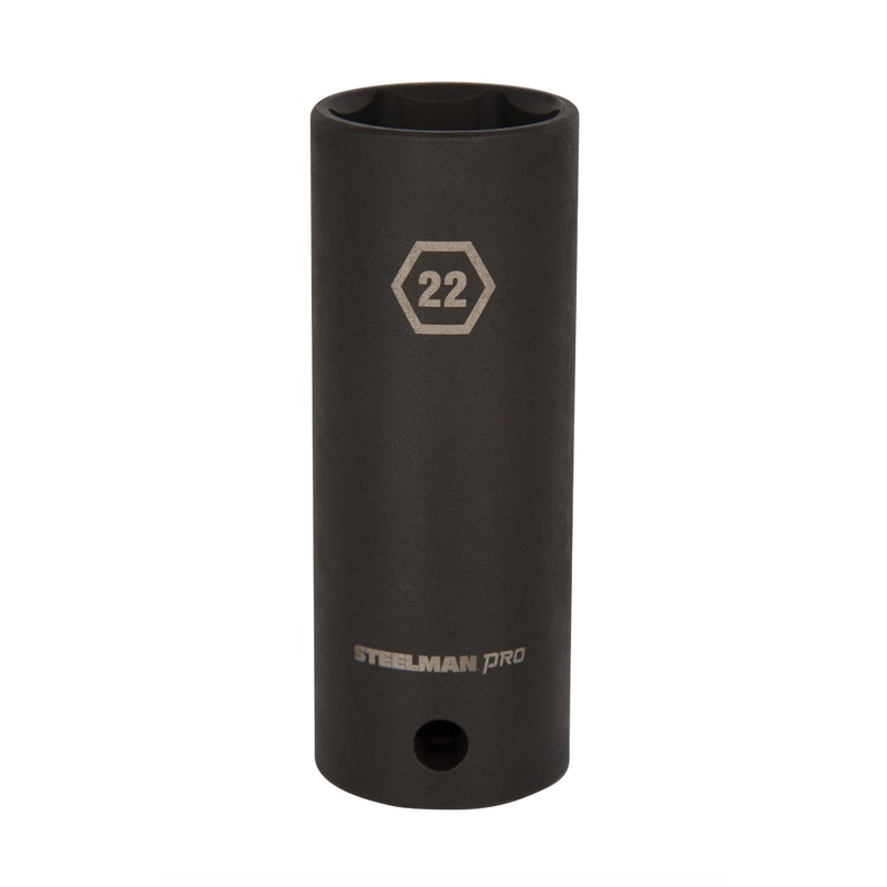 1/2-Inch Drive x 22mm Deep Well Thin Wall 6-Point Impact Socket