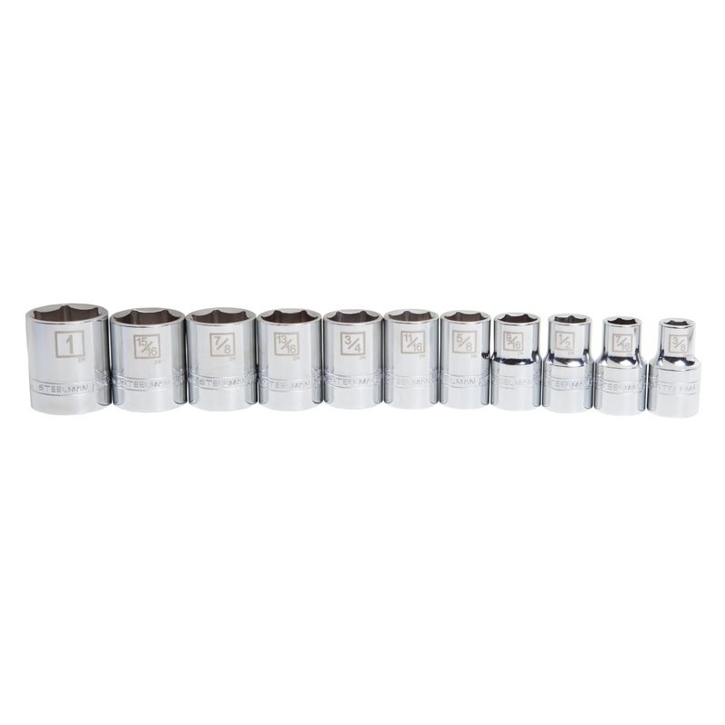 11-Piece 1/2-Inch Drive Shallow Depth 6-Point SAE Socket Set