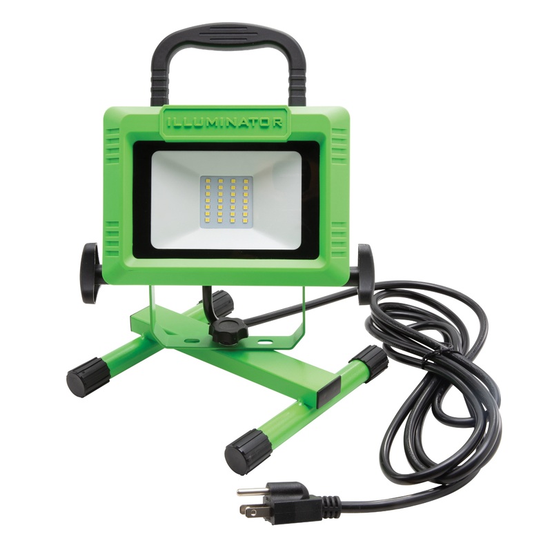 2,000-Lumen Portable LED Flood Light with Splashproof Metal Outdoor Enclosure, 5-Foot Power Cord, Adjustable Tilting Housing with Carry Handle