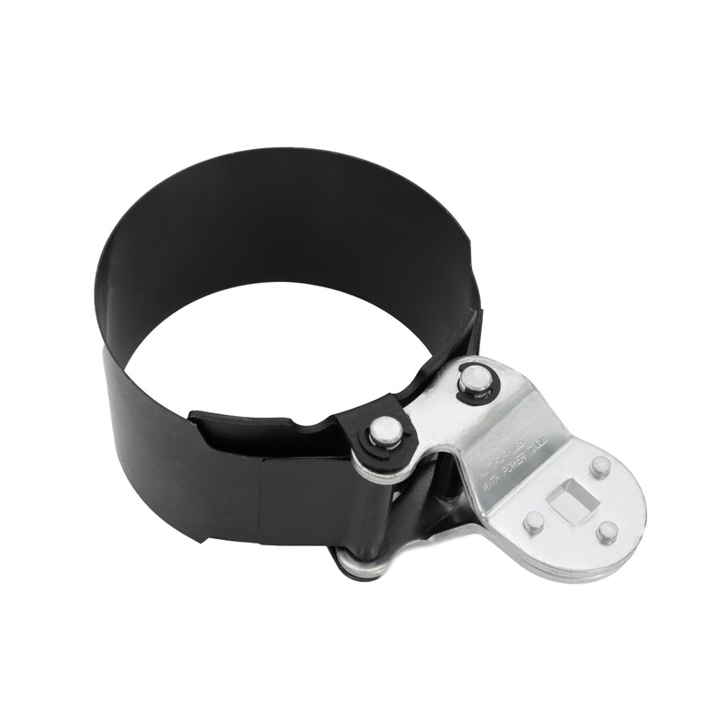 4-1/8-Inch - 4-21/32-Inch Heavy Duty Oil Filter Strap Wrench with 1/2-Inch Square Drive, Black