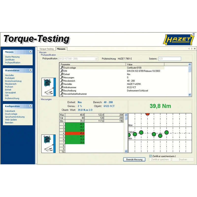 Hazet 7901E-D Torque Testing Software