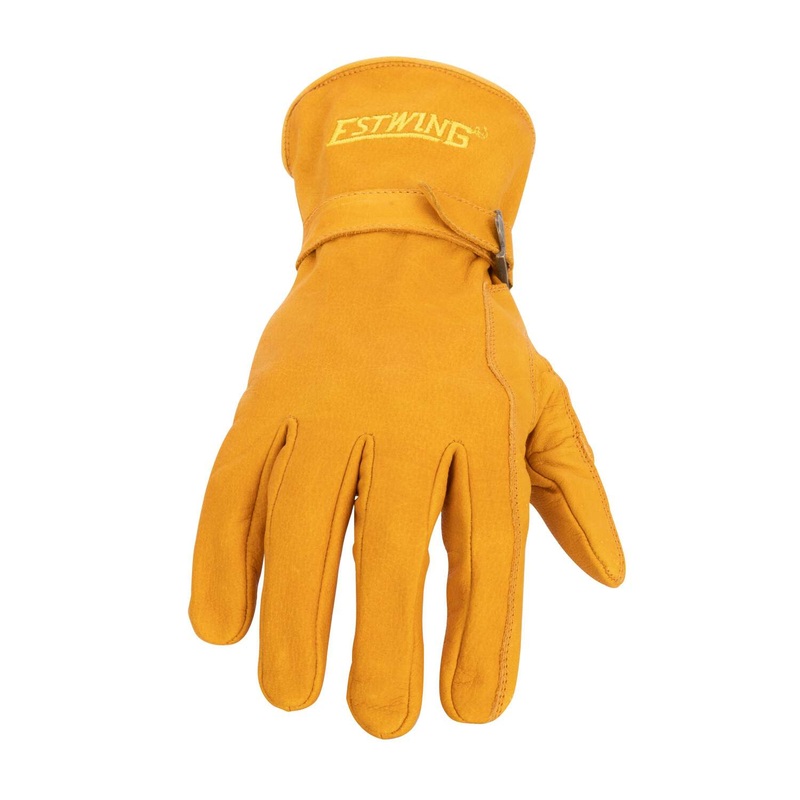 Estwing EWADJLD0808 Classic Leather Driver Work Glove with Adjustable Wrist Strap in Russet Brown, Small