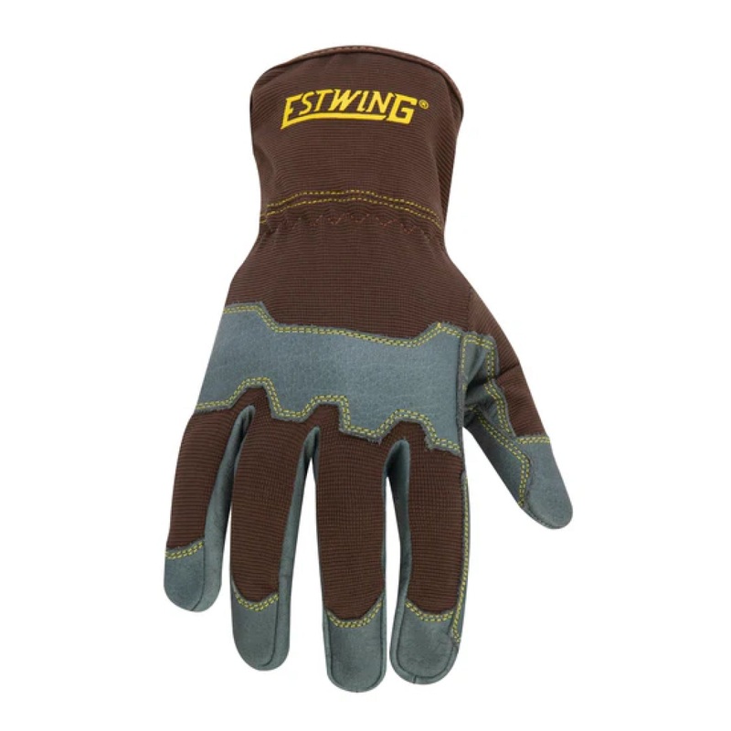 Estwing EWLP1010 Reinforced Knuckle Leather Palm Work Glove with Elastic Sewn Extended Cuff