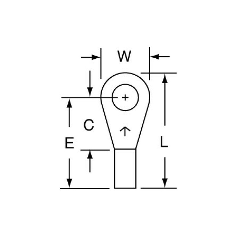 3M Non-Insulated Brazed Seam Ring Tongue Terminal, L-11-8-W, Max. Temp.347 F
