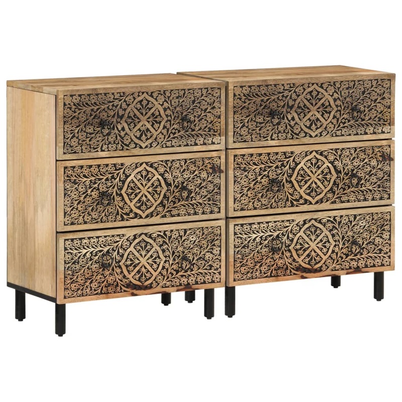 Armoires latrales 2 pcs 60x33x75 cm bois massif de manguier